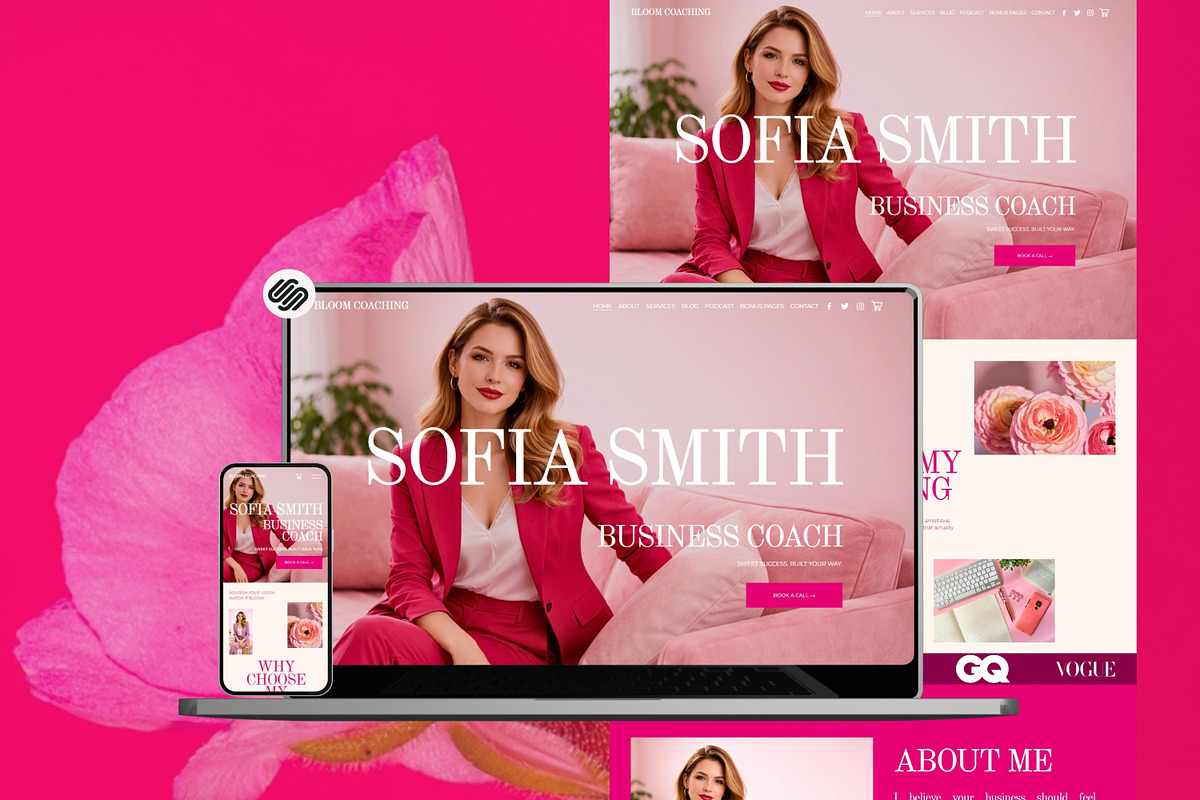 Bold Pink Coach Squarespace Template, a Squarespace Template by Sofia Designs (Photo 2 of 11)