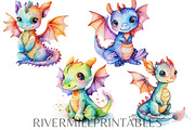 Colorful Watercolor Dragon Clipart, an Animal Illustration by Rivermill Printables (Thumbnail 2 of 4)