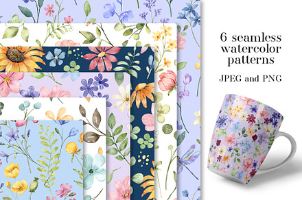 Seamless patterns wildflowers, a Pattern Graphic by Larisa Maslova