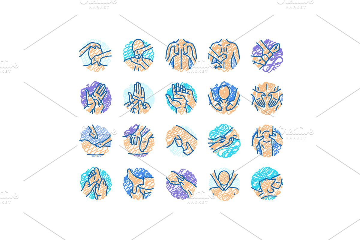 massage therapy relaxation icons, an Object Illustration by pikepicture