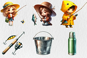 Watercolor Fishing Clipart, a Seasonal Illustration by Rose Art (Thumbnail 2 of 4)