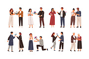Man giving flowers to woman set, a Person Illustration by Good Studio (Thumbnail 1 of 6)