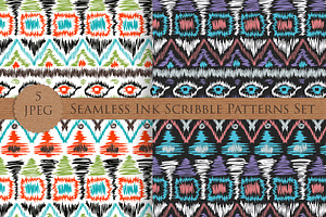 SCRIBBLE Ink Seamless Folk Patterns