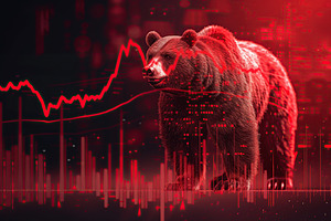 Big bear and red stock market. Bear market, a Business Photo by AlyaAnd
