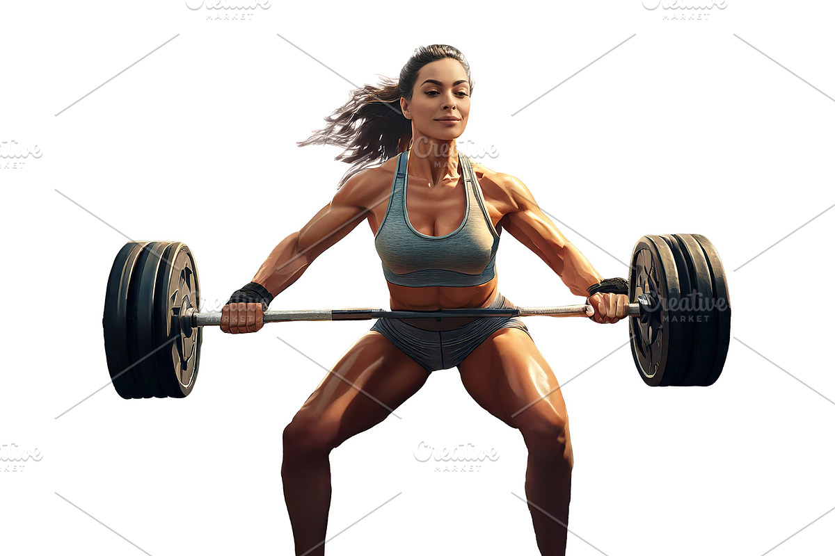 Young adult woman lifting weights isolated illustration, a Sport Illustration by DanFLCreativo