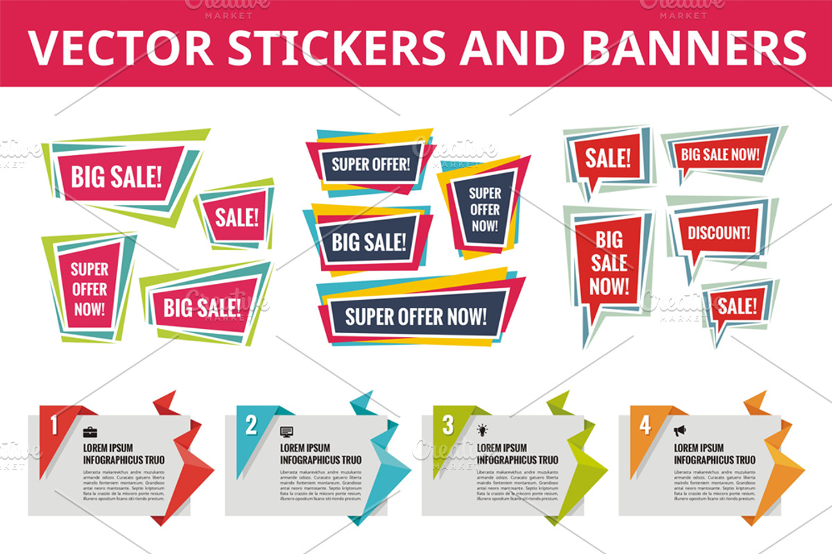 Stickers and Banners - Vector Set