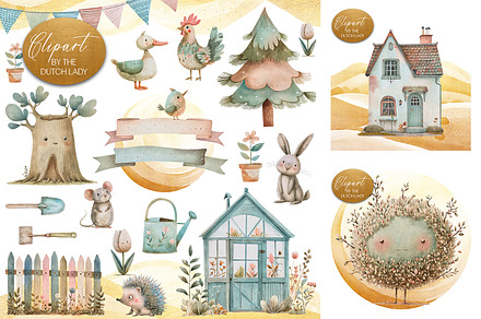 Nordic Spring Garden Clipart Set, a Decorative Illustration by The Dutch Lady Designs