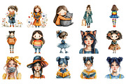 Quirky Girl Clipart, an Illustration by Designking (Thumbnail 2 of 5)