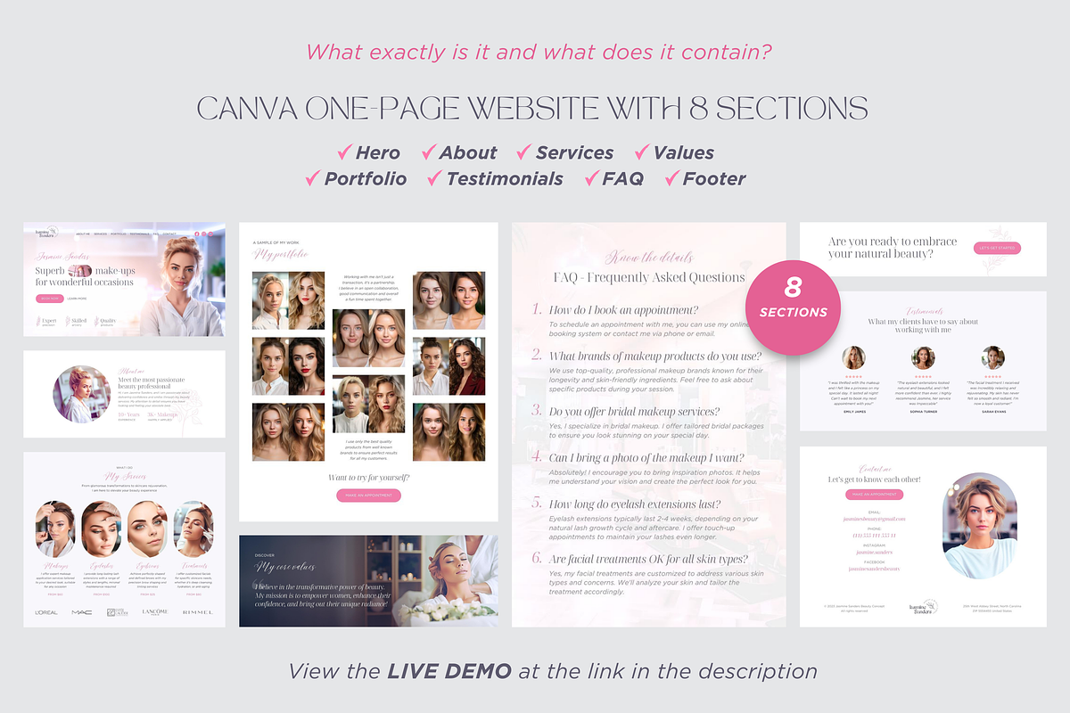 Beauty Website Template Canva Site, a Landing Page Template by vectorocean (Photo 5 of 11)