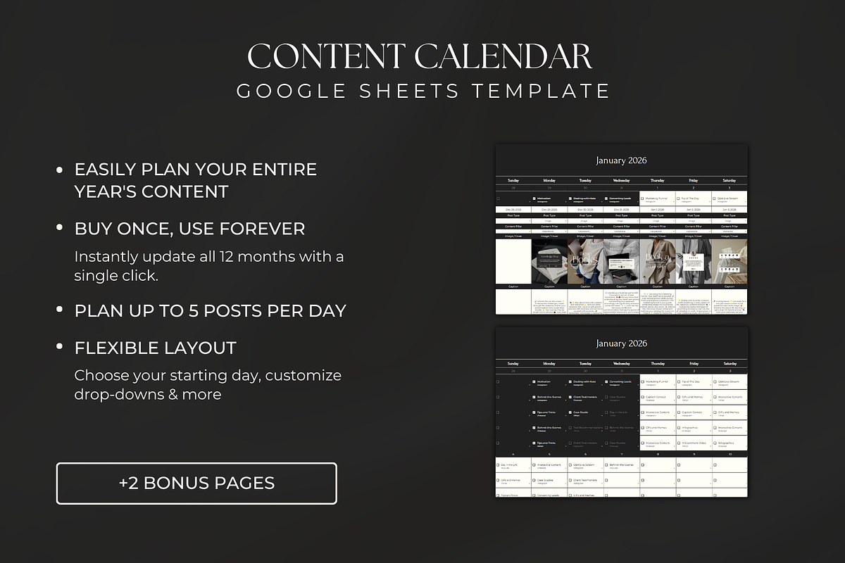 Social Media Content Calendar, a Marketing Template by Gilla Templates (Photo 2 of 9)