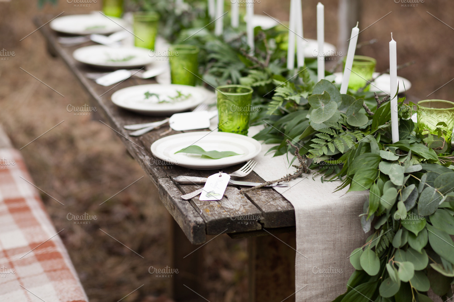 Rustic table setting stock photo containing table and plate, a Food & Drink Photo by Marine Girl shop