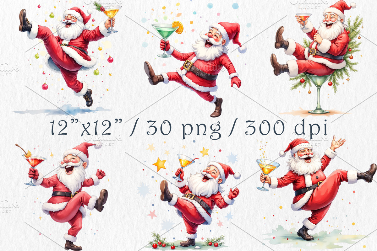 Funny Santa Clipart Bundle., a Seasonal Illustration by GalaDesign03 (Photo 2 of 7)