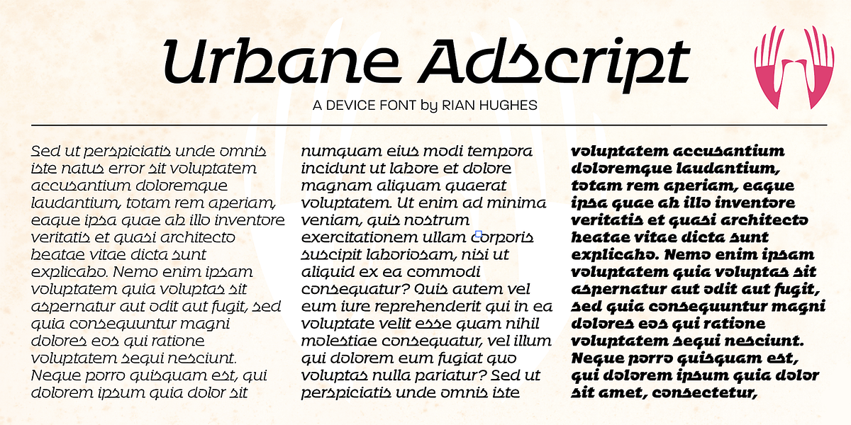 Urbane Adscript, a Script Font by Device (Photo 1 of 7)