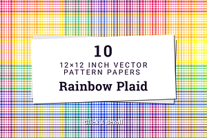10 Rainbow Plaid Pattern Papers