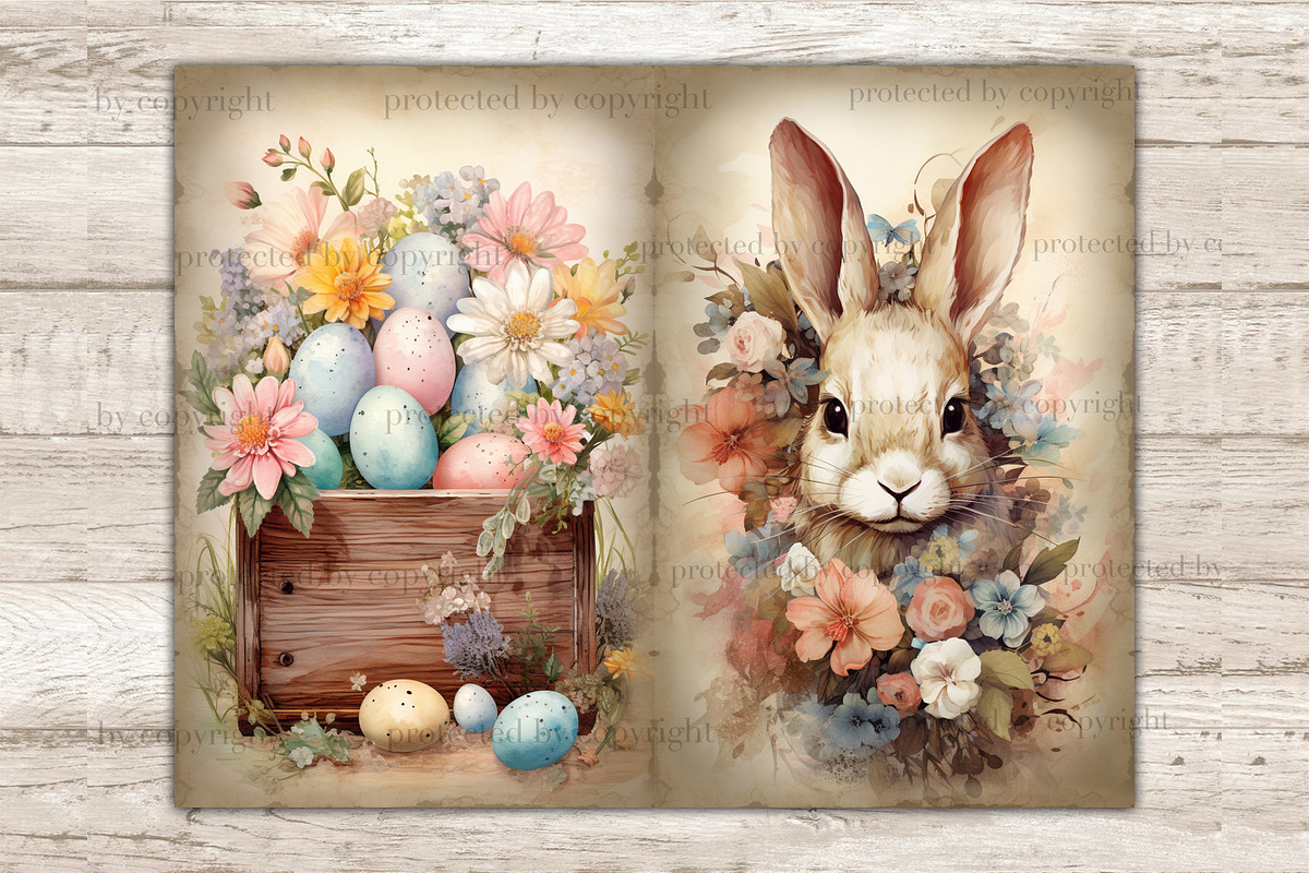 Pastel Easter Junk Journal Pages, a Seasonal Illustration by GlamArtZhanna (Photo 7 of 9)