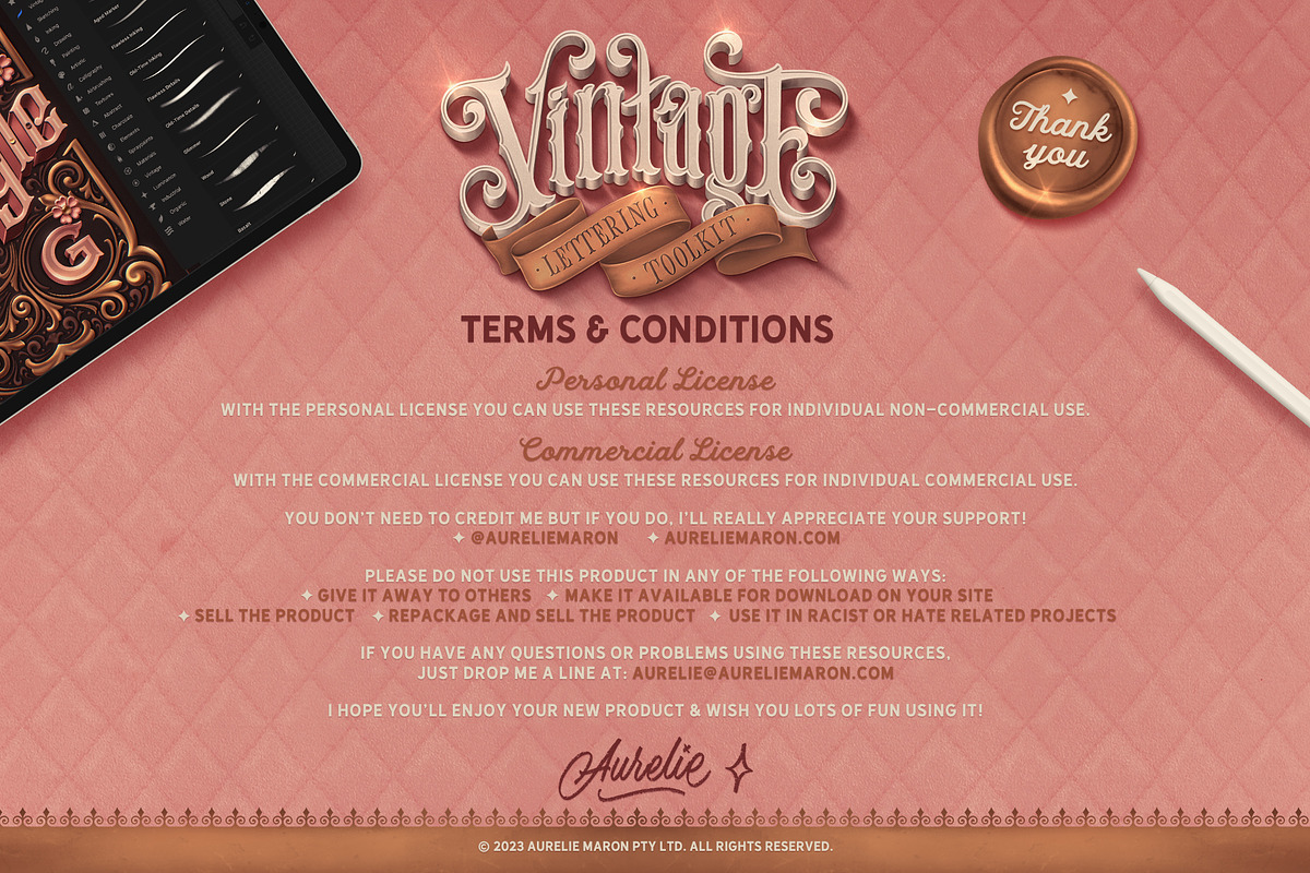 Vintage Lettering Toolkit, a Brush Add-On by Aurelie Maron (Photo 9 of 9)