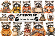 Autumn Raccoons Clipart, an Illustration by Black Bird Studio (Thumbnail 1 of 6)
