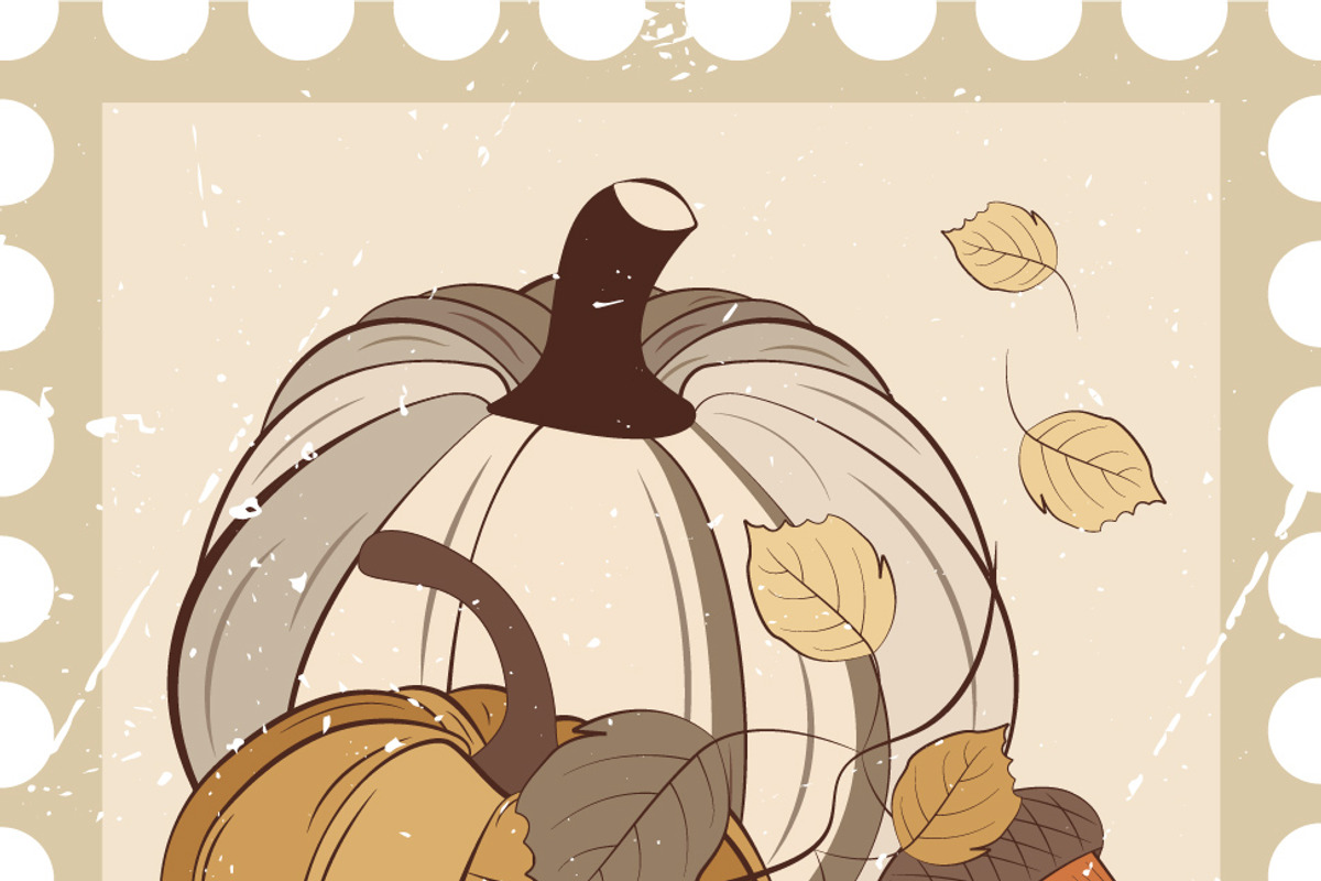 Vintage Autumn Postage Stamps, a Seasonal Illustration by JYa_Design (Photo 6 of 7)