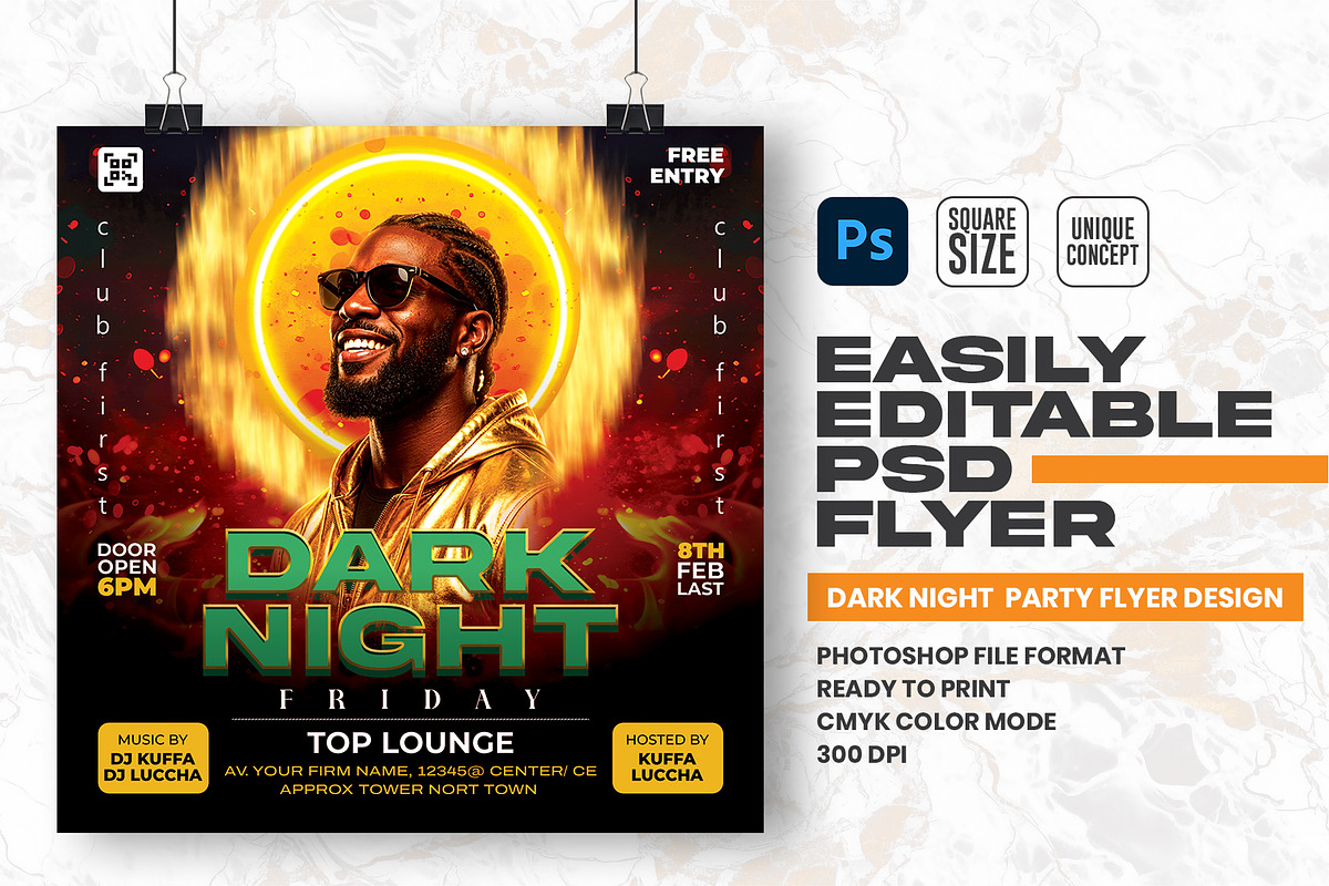 Dark Night Party Flyer Design, a Flyer Template by Shajib Shikder (Photo 1 of 2)