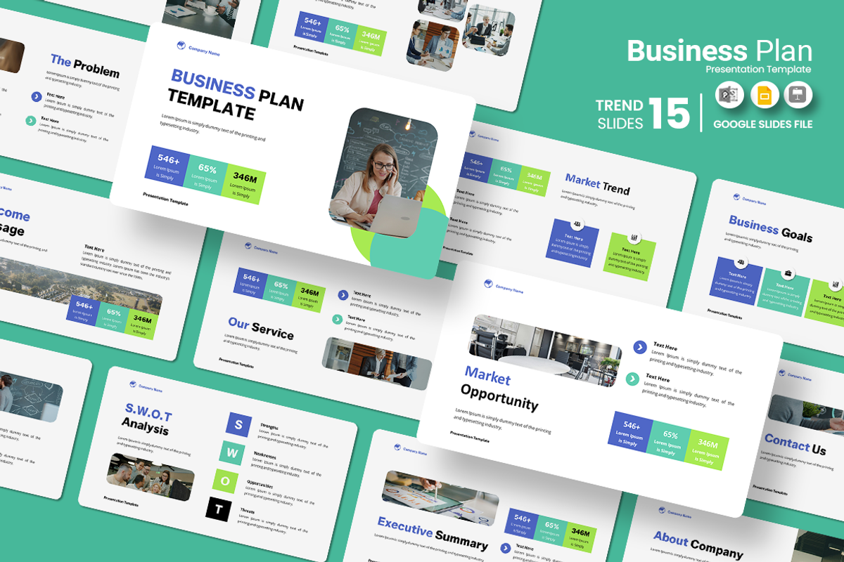 Business Plan Google Slides Template, a Presentation Template by Iqsiart Studio (Photo 1 of 3)