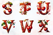 Spring cherry Alphabet clipart, an Illustration by RobertsArt (Thumbnail 6 of 7)