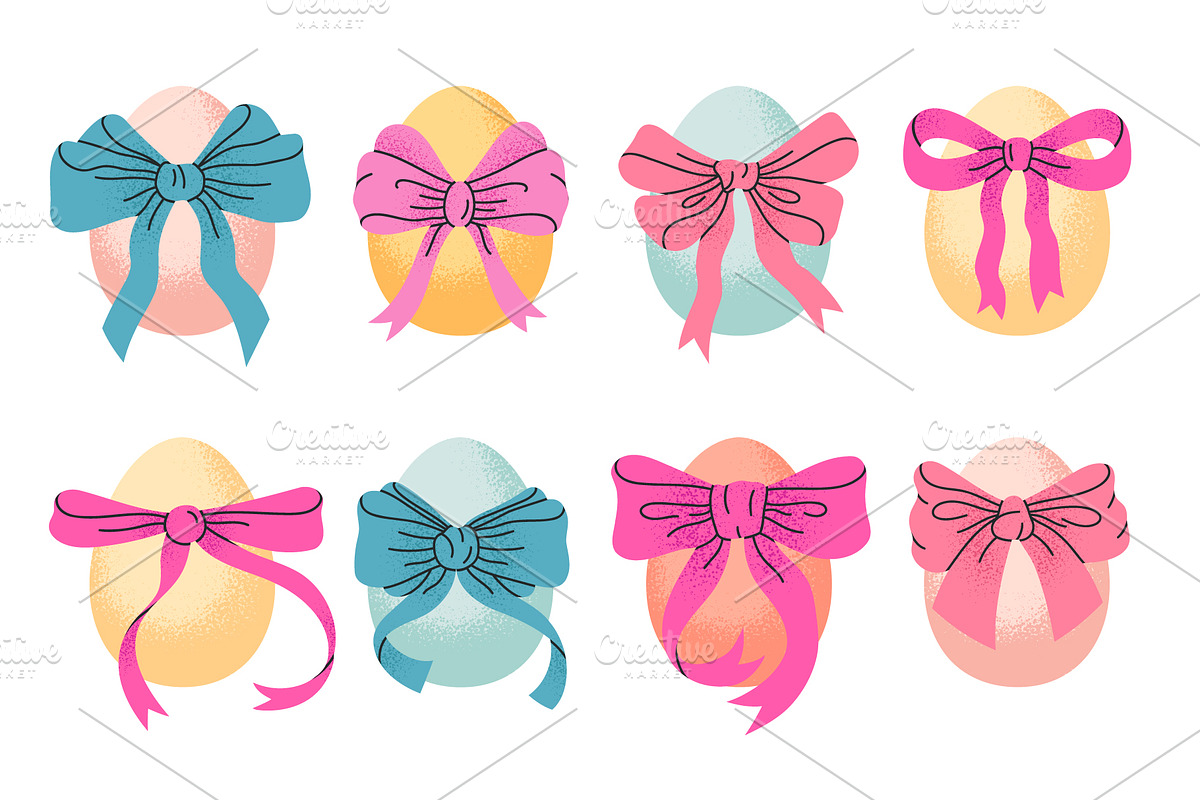 Easter eggs tied with bows, a Seasonal Illustration by Torontotokio (Photo 2 of 3)