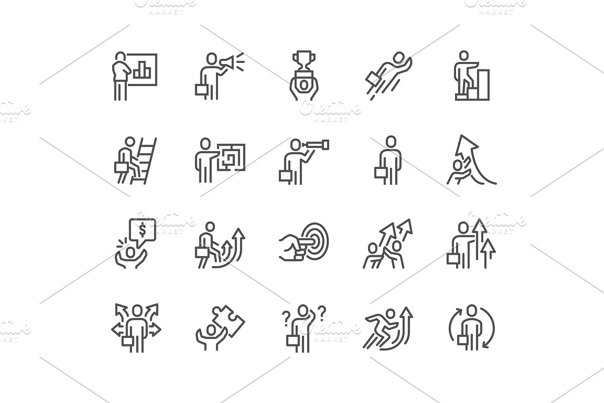 Line Business People Icons, a Finance Illustration by Davooda