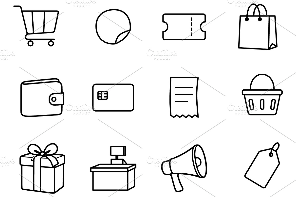 Black Friday Shopping Doodles set, an Outline Icon by Ghagra (Photo 2 of 3)