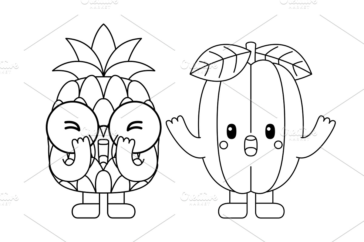 Kawaii Fruits Coloring Book vol 03, an Education Illustration by MEDZ (Photo 3 of 3)