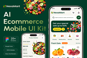 NexaMart-AI Ecommerce Mobile UI KIT, an UI Kit Template by Creative Perspective