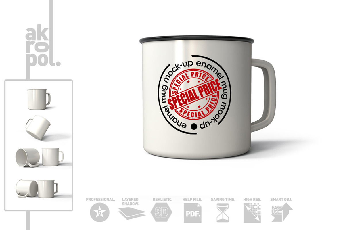 Enamel Mug Mock Up, a Cups & Container Mockup by akropol (Photo 2 of 8)