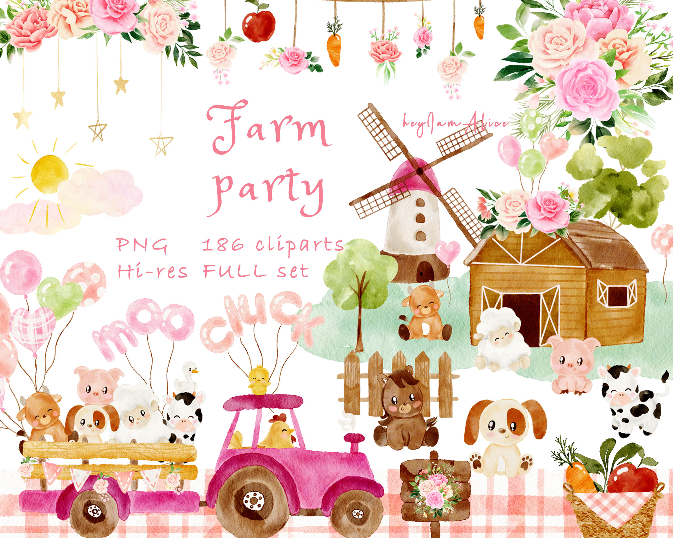 Farm animal nursery clipart