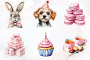 Pink Kids Birthday Clipart, an Illustration by RobertsArt (Thumbnail 4 of 7)
