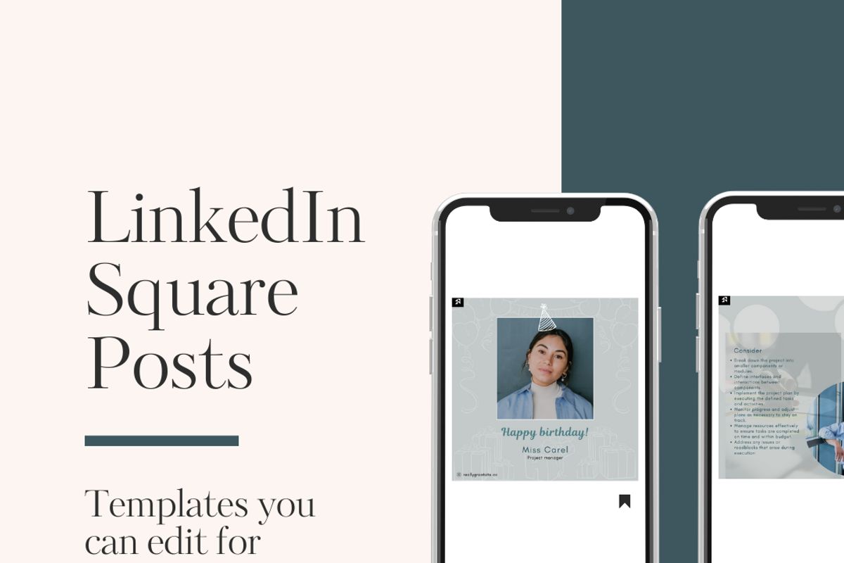 LinkedIn Square Posts SeaGreen&Grey, a Social Media Template by digital.incubator.yum (Photo 5 of 9)