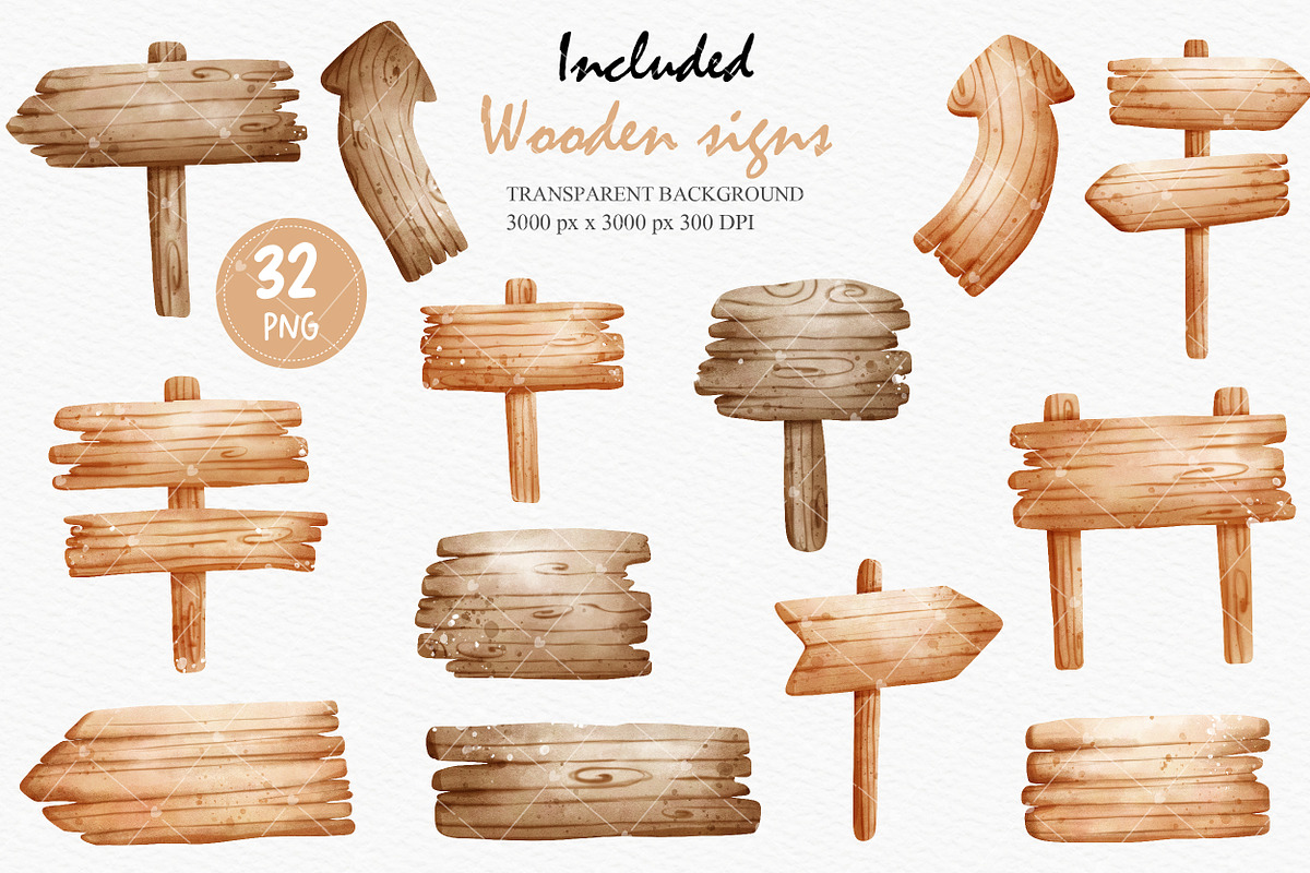 Wooden Signs Clipart, an Illustration by Chonnieartwork (Photo 4 of 5)