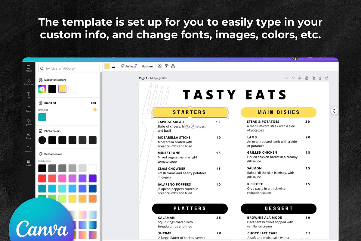Simple Menu Canva Template, a Flyer Template by Melanie Peterson (Photo 2 of 2)