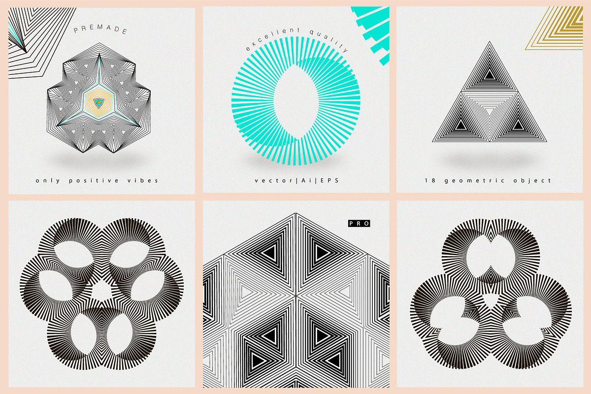 Illusion linear geometric shapes, a Decorative Illustration by ...