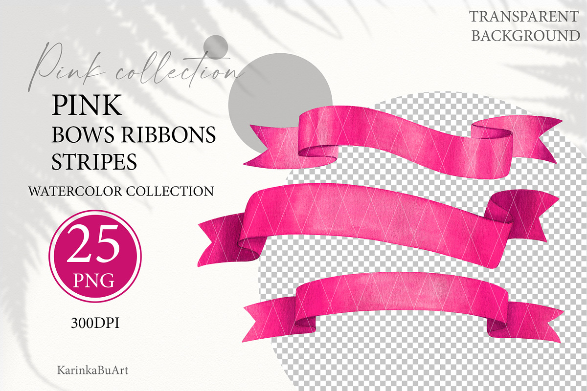 25 PNG Watercolor clipart pink bows, an Object Graphic by KarinkaBU (Photo 6 of 8)