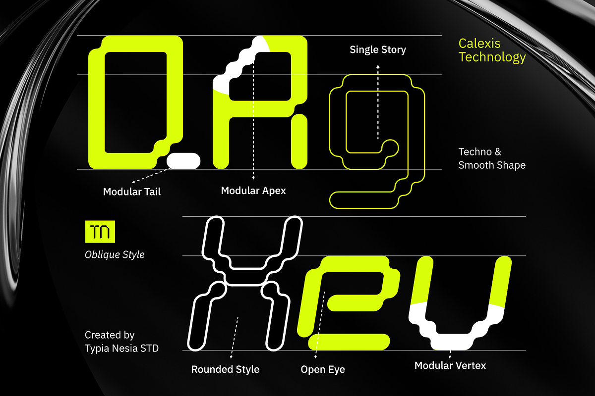 Calexis - Modular Rounded Pixel Font, a Sans Serif Font by Typia Nesia (Photo 8 of 12)
