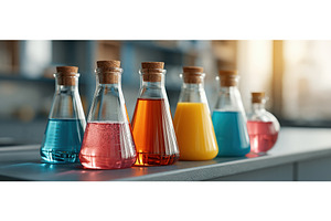 Colorful Glass Laboratory Flasks in, a Technology Photo by piter.goskov