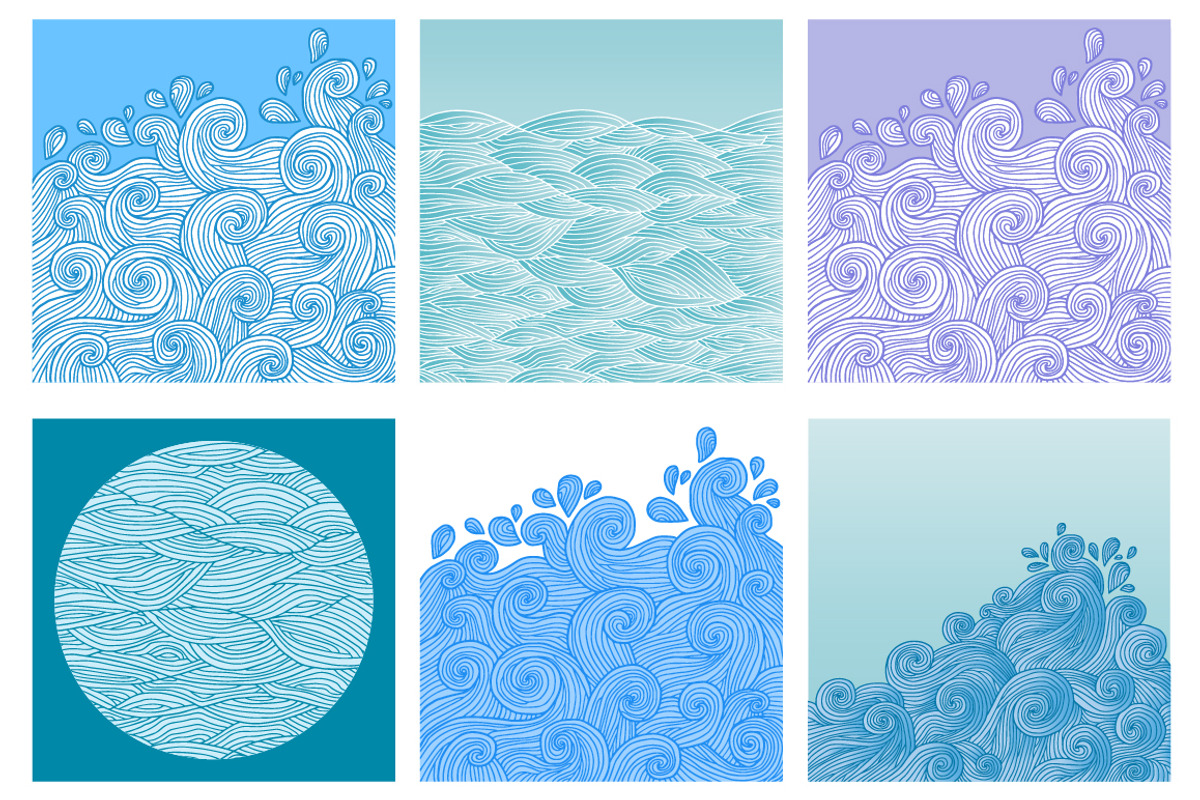 Set of 6 waves backgrounds, a Texture Illustration by natsa (Photo 2 of 2)