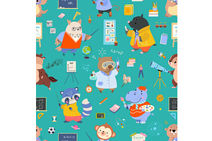 Animal teacher seamless pattern, an Animal Illustration by Valerie Bodnar