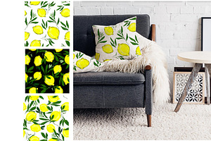 Pattern Lemons with leaves.