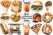 Watercolor Street Food Clipart, an Illustration by CraftArtStudio (Thumbnail 1 of 6)