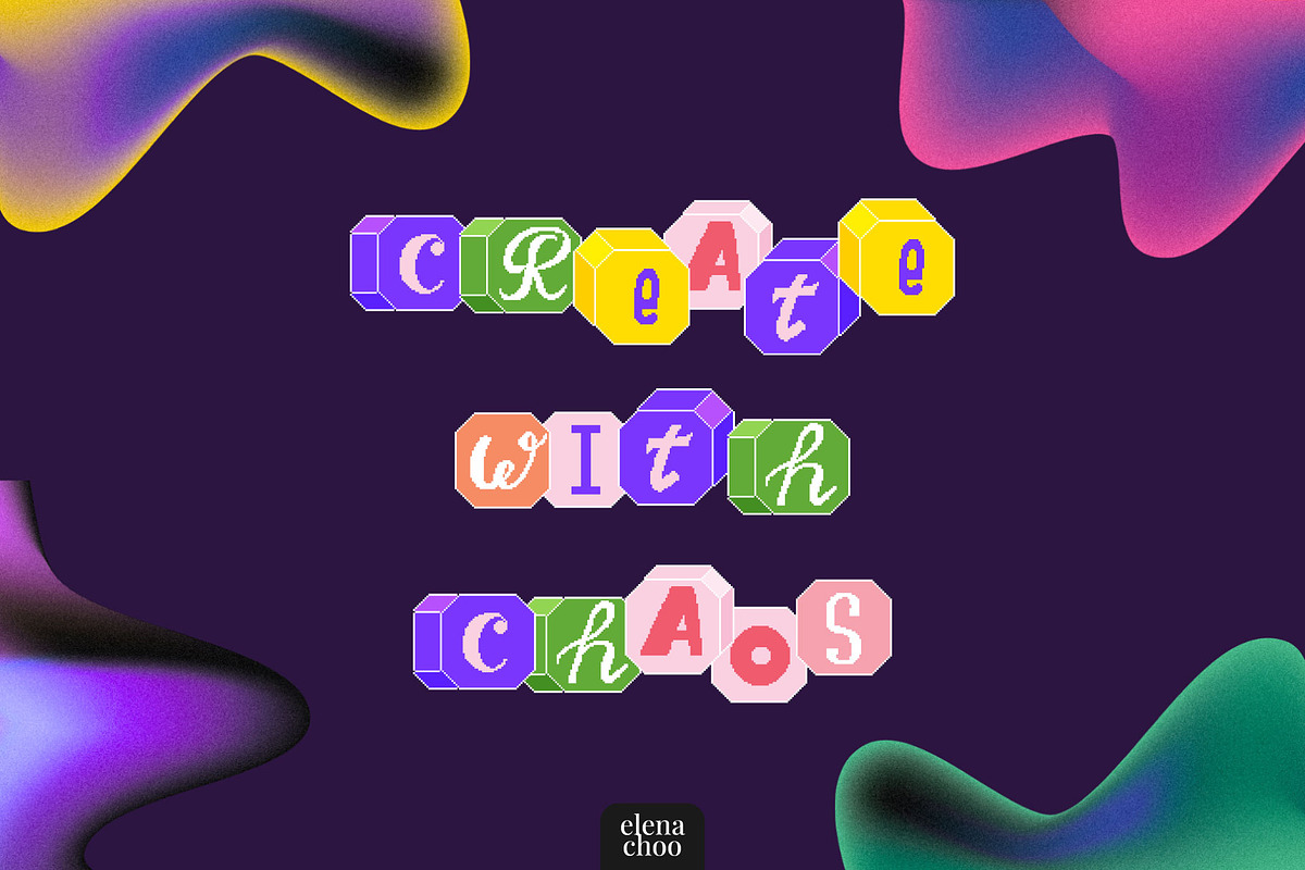 Chaos Blocks - playful pixel font, a Symbol Font by Elena Choo (Photo 12 of 12)