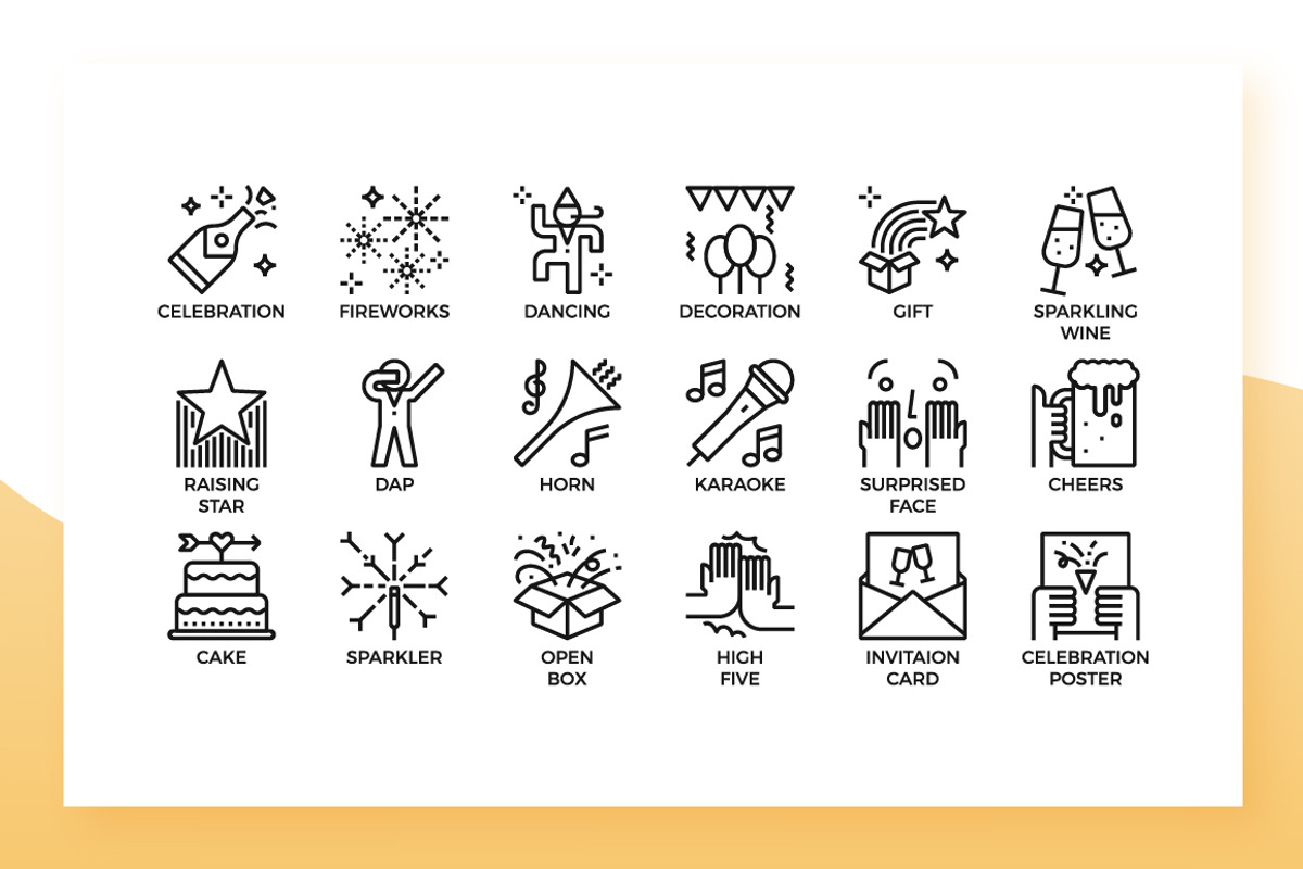 Celebration Icons, an Outline Icon by Becris (Photo 2 of 3)