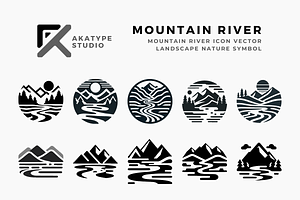 Mountain River Icon Vector, an Icon by Akatype Studio