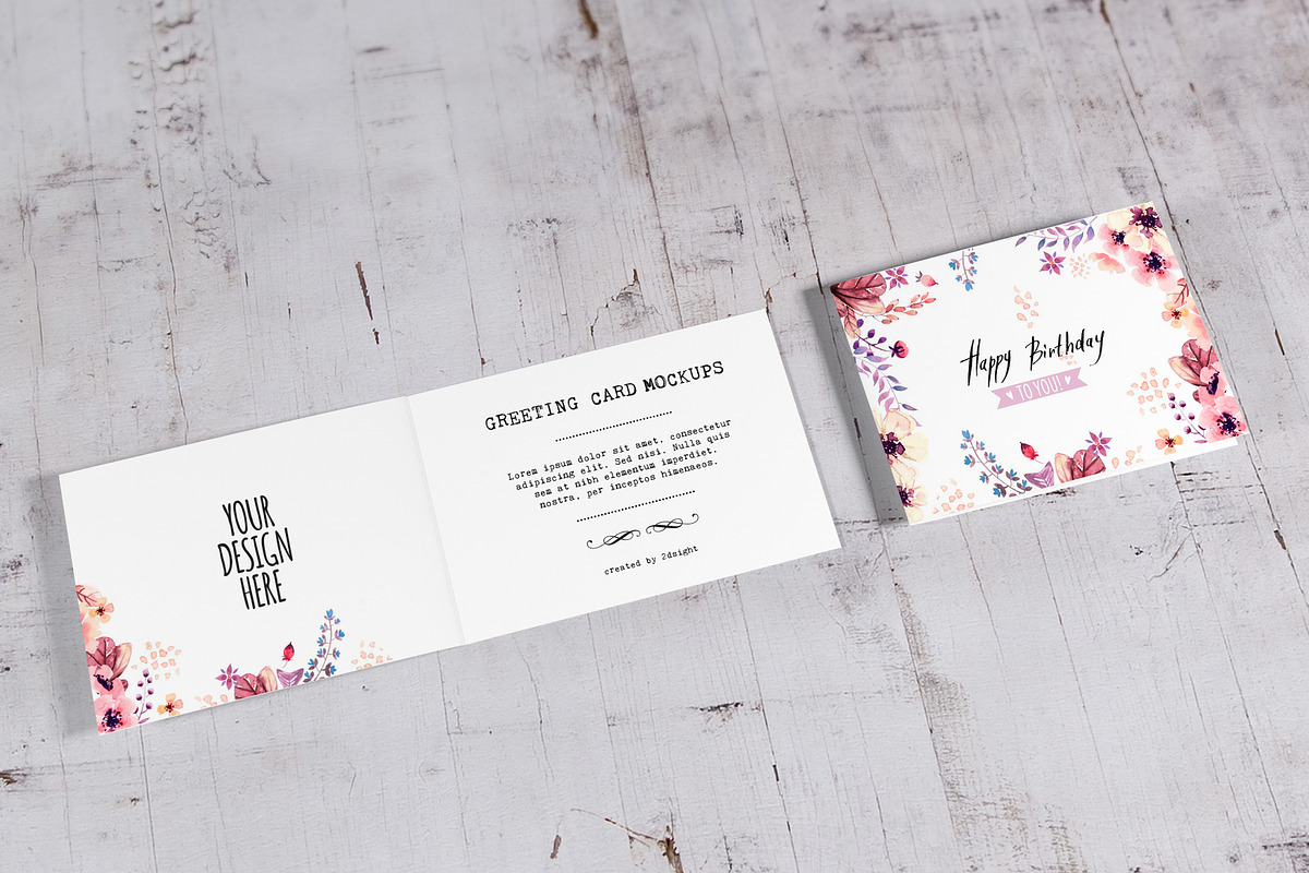 Horizontal Greeting Card Mockups, a Print Template by 2dsight (Photo 5 of 8)
