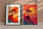 Sunset Mountain Illustration, a Decorative Illustration by Housui Patterns (Thumbnail 7 of 12)