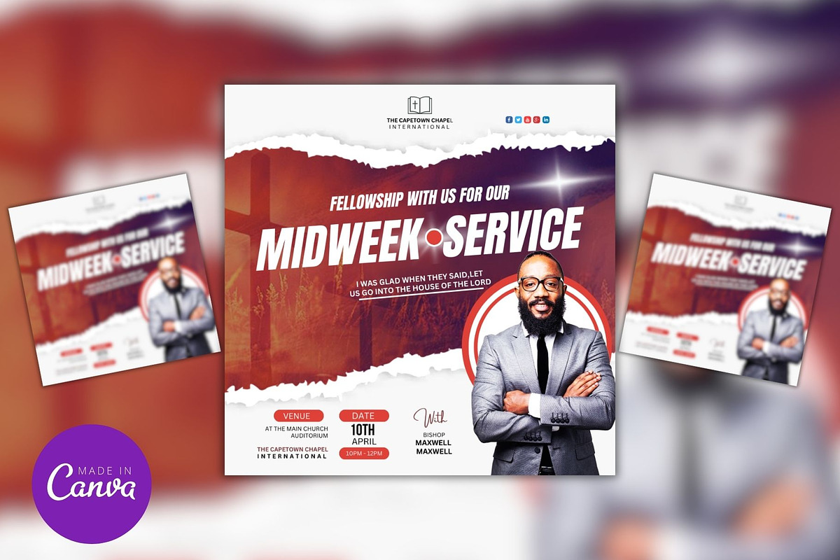 Midweek Service Instagram Post, a Social Media Template by Mishek Munene (Photo 2 of 4)